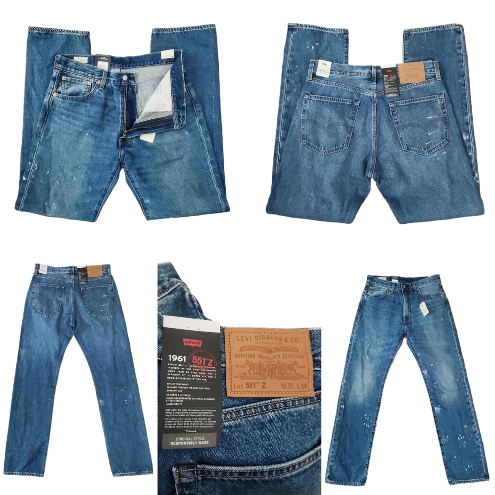 Levi's 1961 551Z Authentic Vintage Style Straight-Fit Stonewash Jeans Big E NEW
